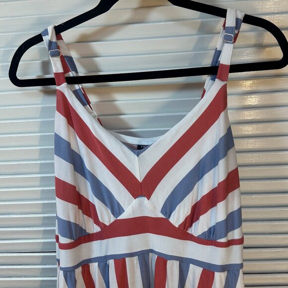 Torrid Super Soft Tiered Red, White & Blue Striped Maxi Dress Size 1 - Picture 2 of 5